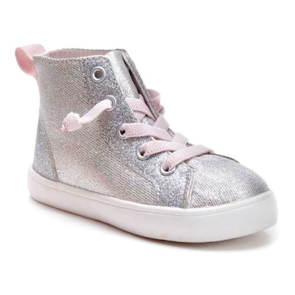 Carter's Silver & Pink Glitter High Top Sneaker Sz 8 - Picture 1 of 8